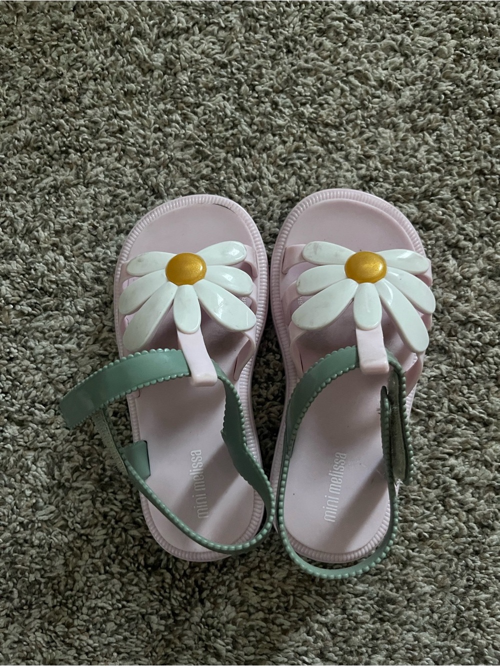 Mini Melissa Pink Sandals with White Daisy and Yellow Center